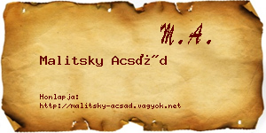 Malitsky Acsád névjegykártya